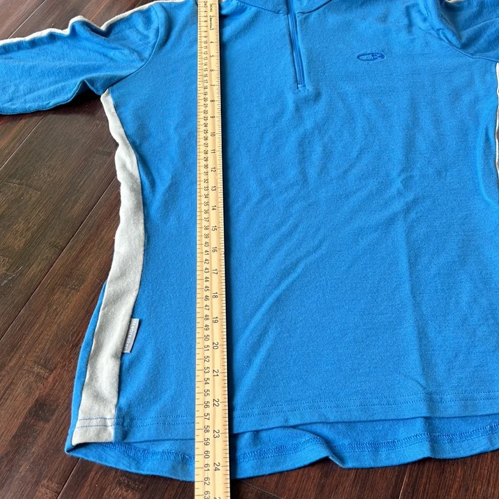 Icebreaker Bodyfit 260 Wool Zip Neck pullover Stripes Medium Blue Gray - Picture 3 of 12